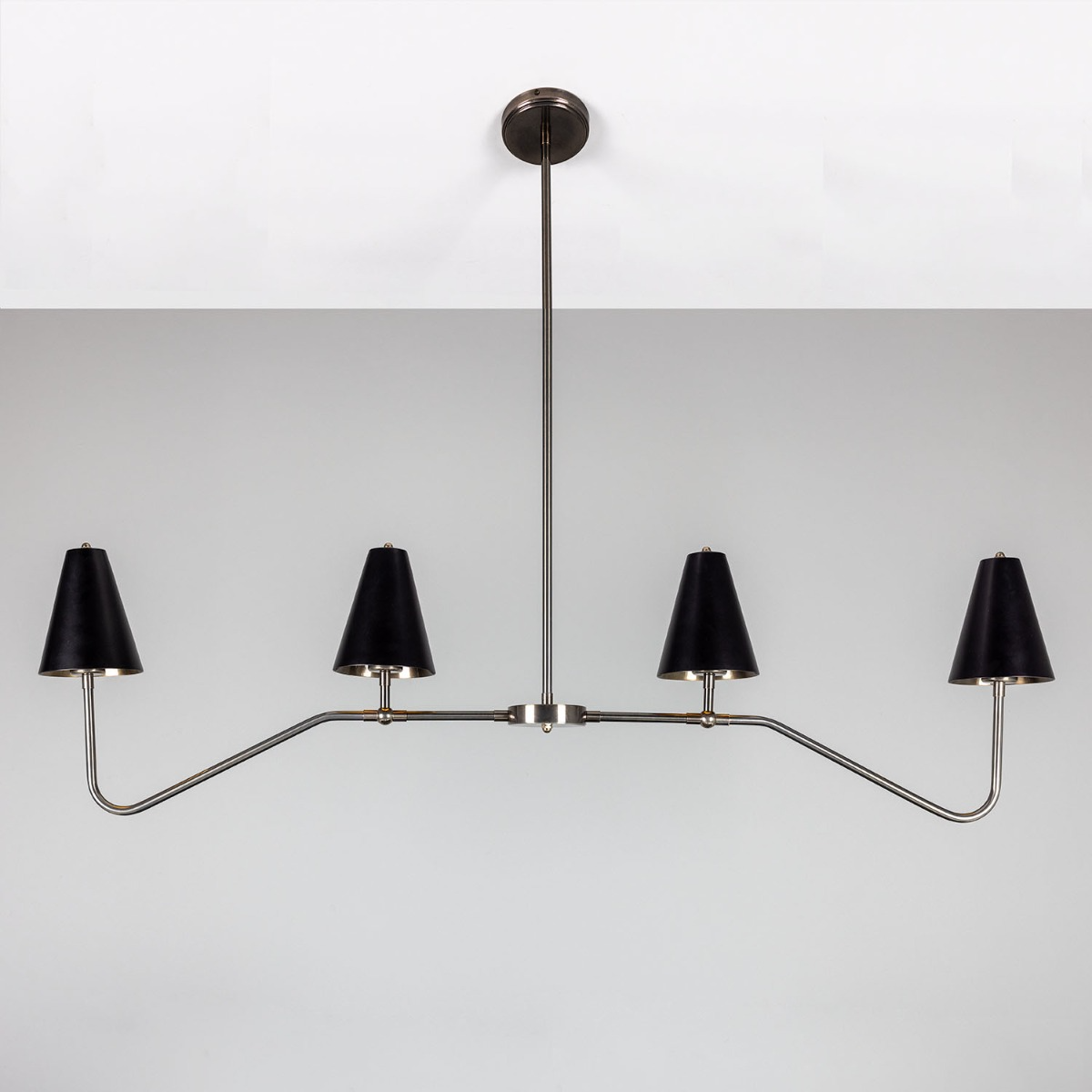 Mullan Salvador Island Bar Chandelier with Brass Shades - Antique Silver / Powder-Coated Matte Black Shades Finish