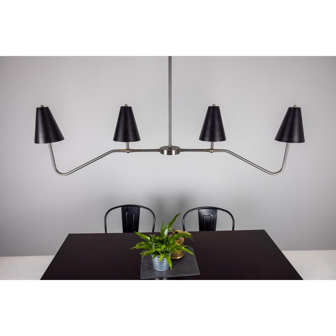 Mullan Salvador Island Bar Chandelier with Brass Shades - Antique Silver / Powder-Coated Matte Black Shades Finish