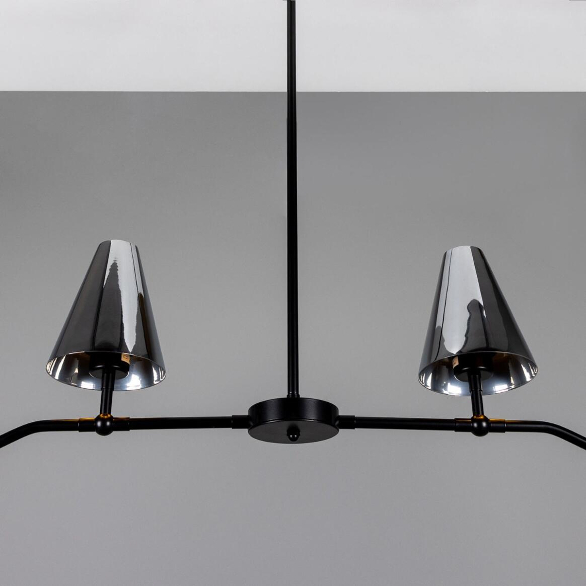 Mullan Salvador Island Bar Chandelier with Brass Shades - Powder-Coated Matte Black / Powder-Coated Chrome Shades Finish