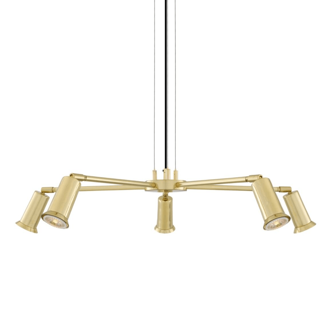 Mullan Jasper Contemporary Chandelier Five-Arm - Polished Brass Finish