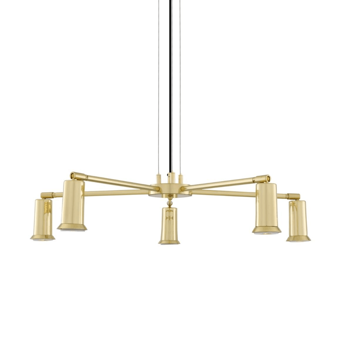 Mullan Jasper Contemporary Chandelier Five-Arm - Polished Brass Finish