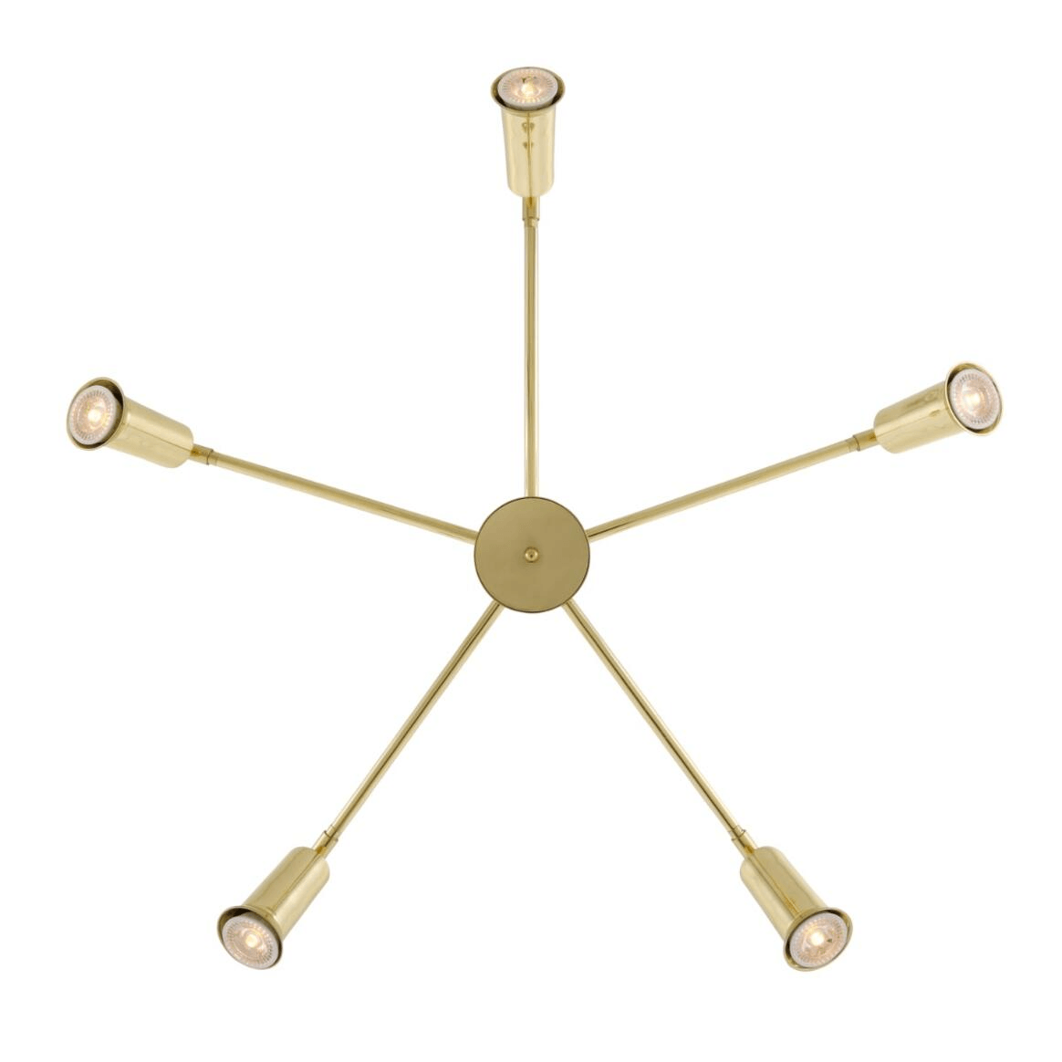 Mullan Jasper Contemporary Chandelier Five-Arm - Polished Brass Finish