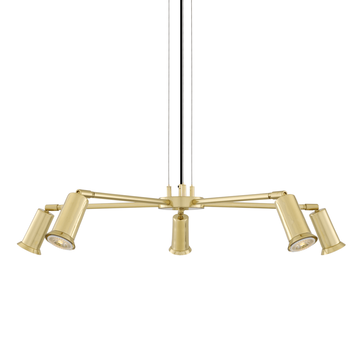 Mullan Jasper Contemporary Chandelier Five-Arm - Polished Brass Finish