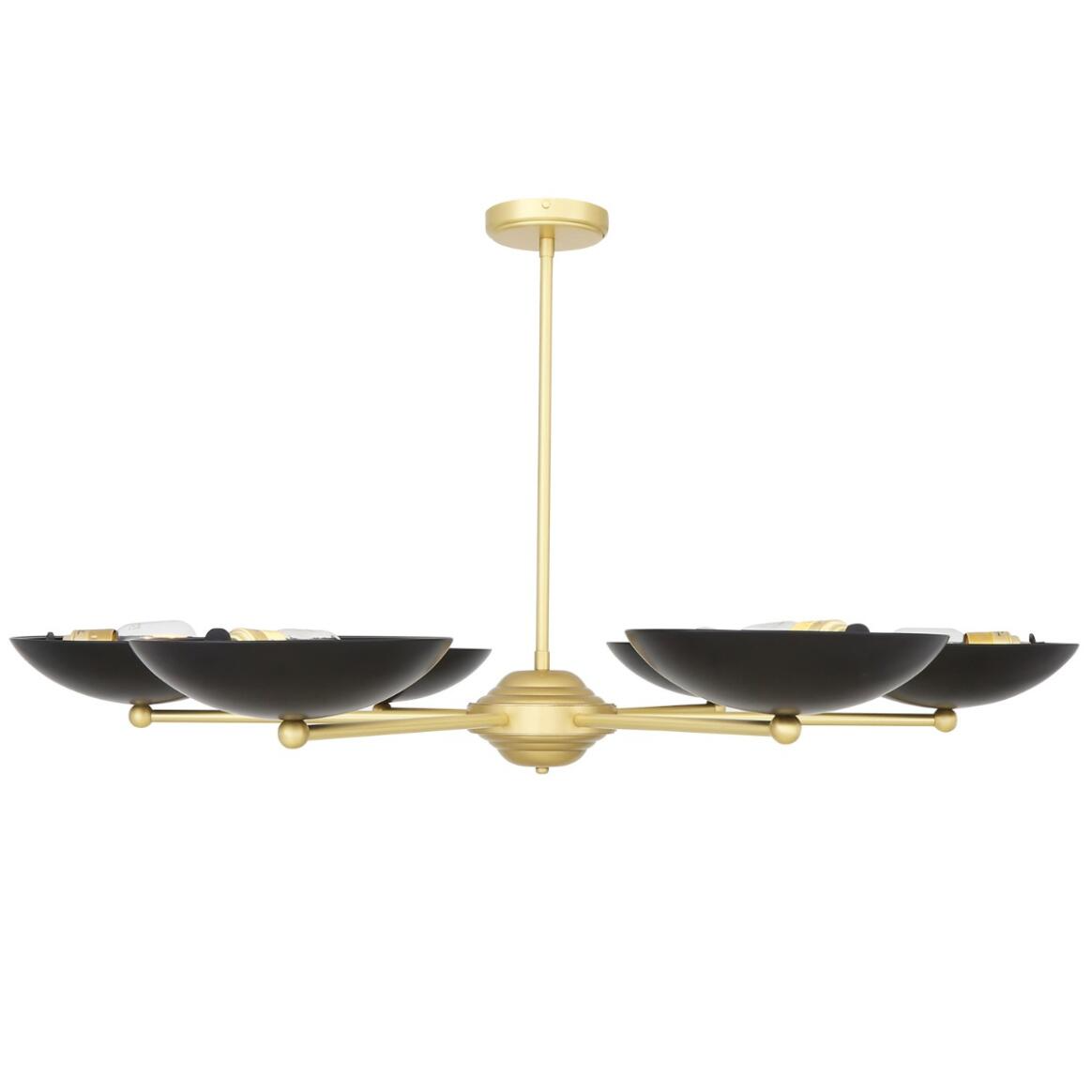 Mullan Newbury Modern Brass Chandelier with Black Metal Shades - Polished Brass Finish
