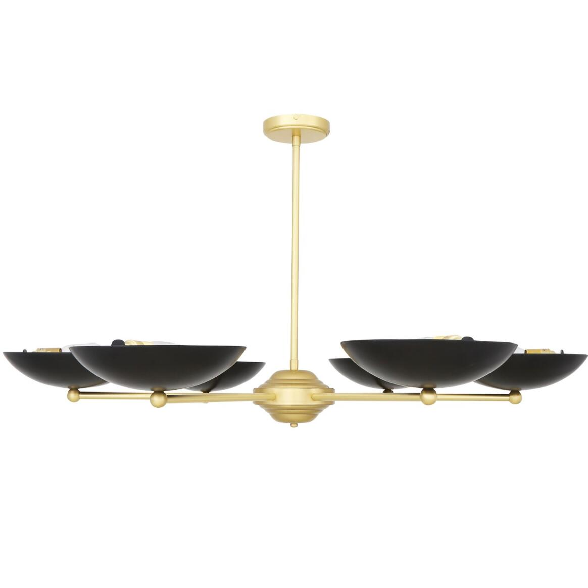 Mullan Newbury Modern Brass Chandelier with Black Metal Shades - Polished Brass Finish