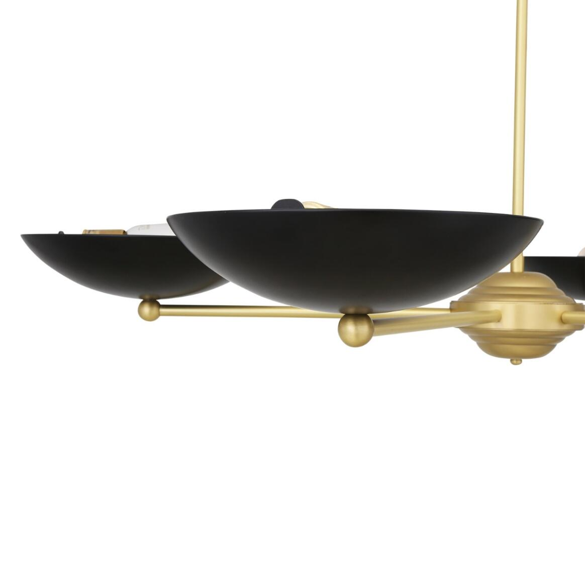 Mullan Newbury Modern Brass Chandelier with Black Metal Shades - Polished Brass Finish