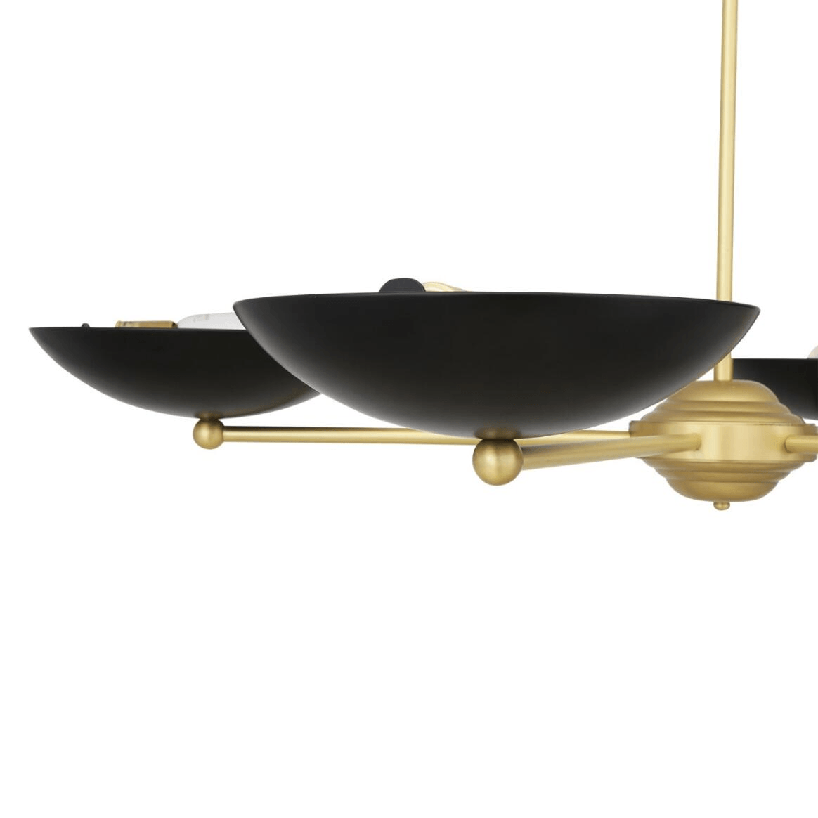 Mullan Newbury Modern Brass Chandelier with Black Metal Shades - Polished Brass Finish
