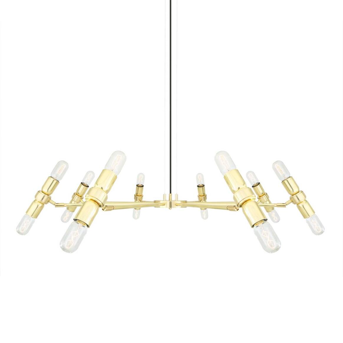 Mullan Kendu Modern Adjustable Chandelier Eight-Arm - Polished Brass Finish