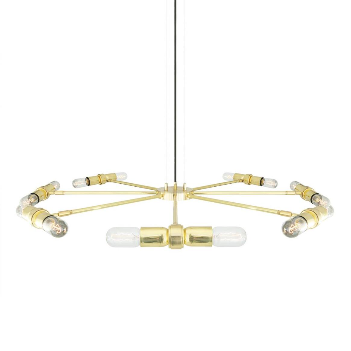 Mullan Kendu Modern Adjustable Chandelier Eight-Arm - Polished Brass Finish