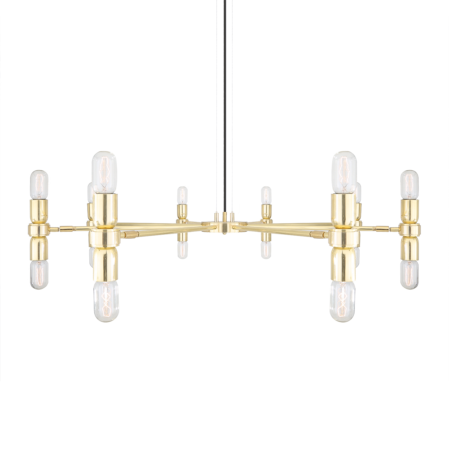 Mullan Kendu Modern Adjustable Chandelier Eight-Arm - Polished Brass Finish