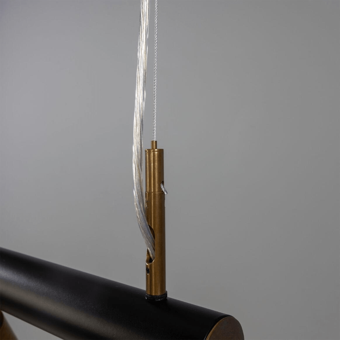 Mullan Watson Five Light Linear Island Pendant 100cm IP20 - Matte Black & Antique Brass Finish
