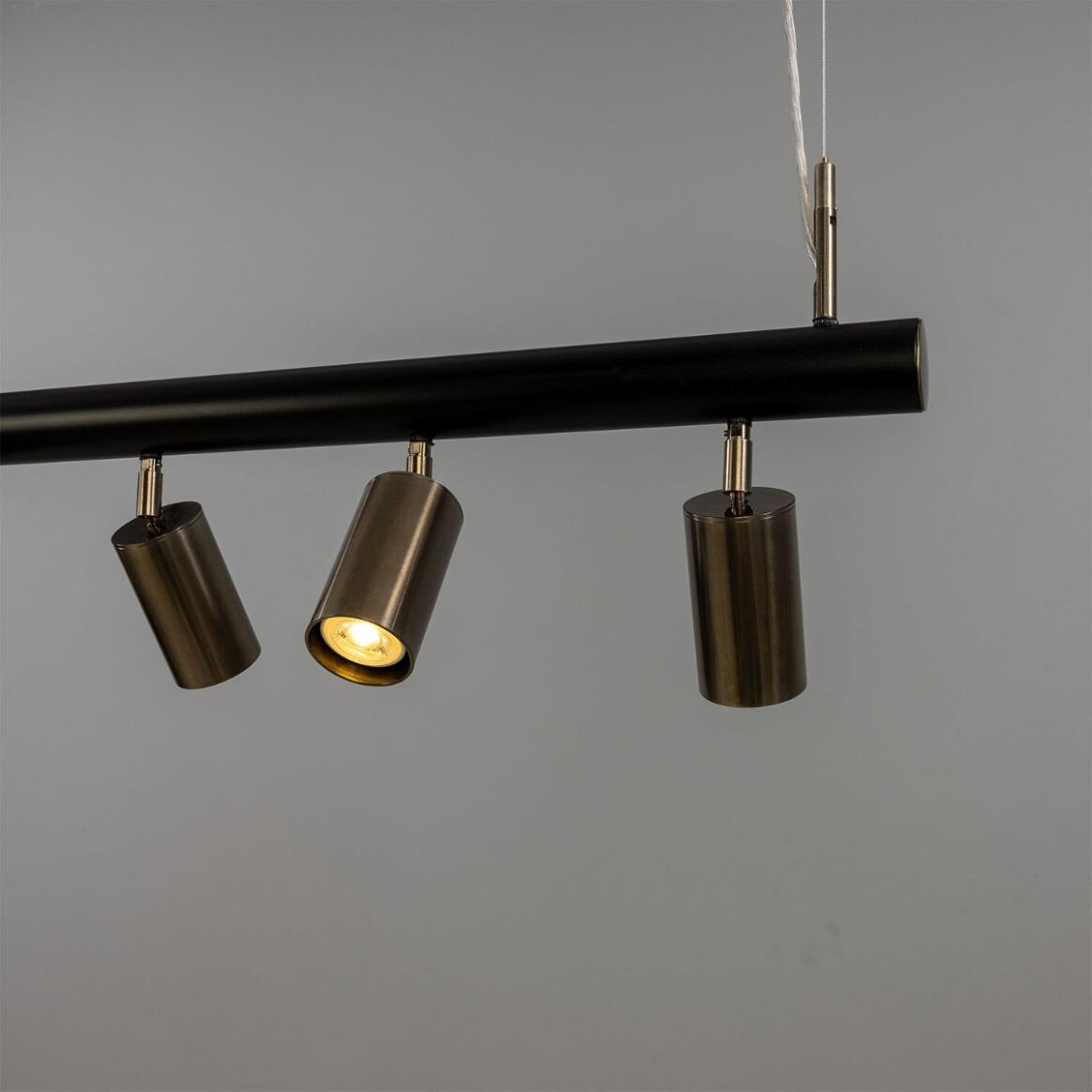Mullan Watson Five Light Linear Island Pendant 100cm IP20 - Matte Black & Antique Silver Finish