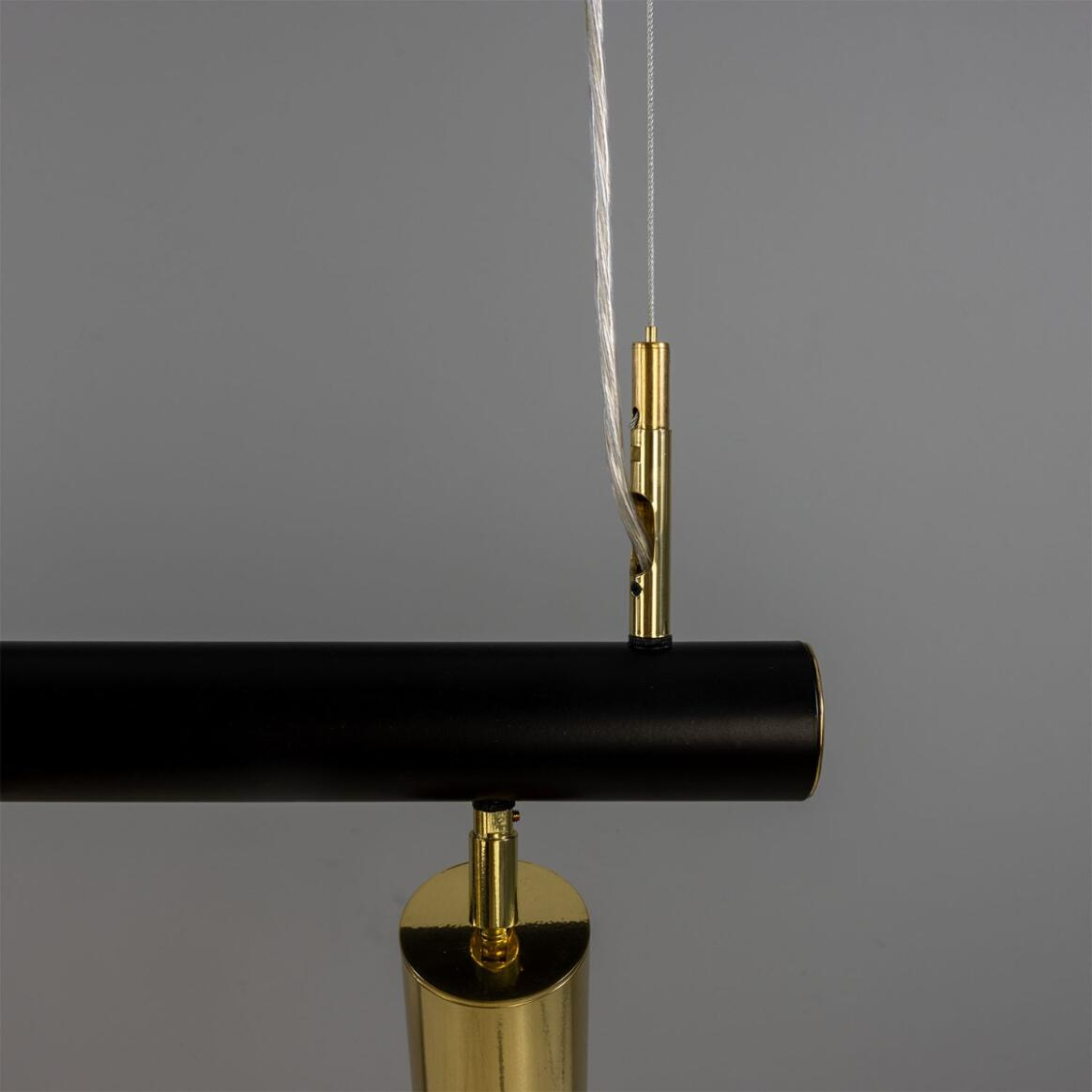 Mullan Watson Five Light Linear Island Pendant 100cm IP20 - Matte Black & Polished Brass Finish