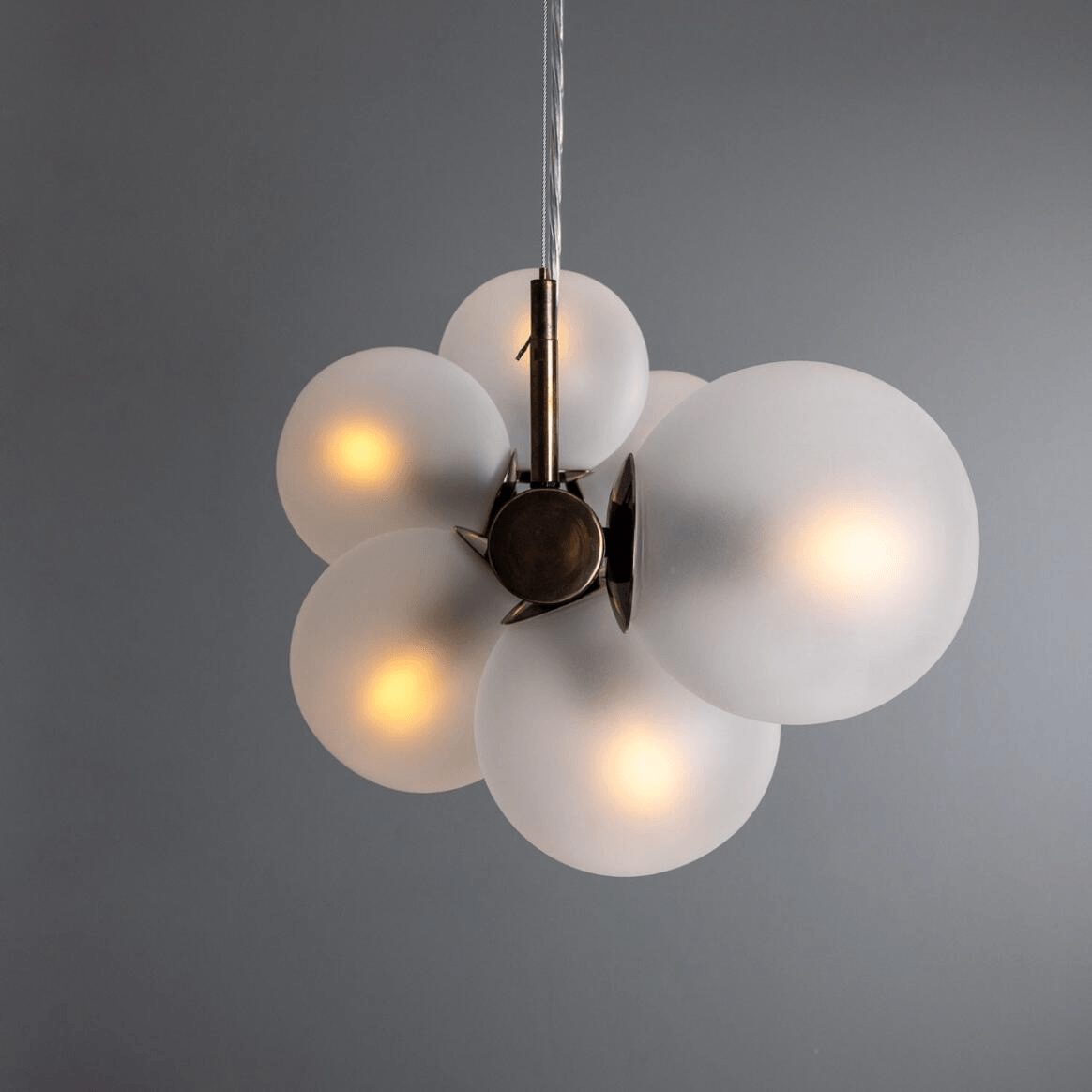Mullan Moriarty Linear Island Pendant Light Nine-Light - Powder-Coated Matte Black and Antique Brass Finish