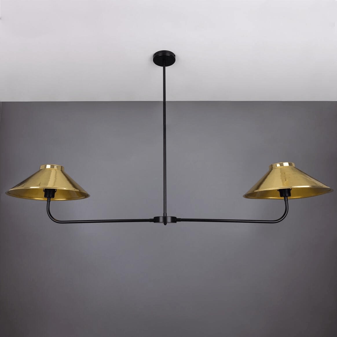 Mullan Princeton Modern Brass Island Chandelier - Powder-Coated Matte Black / Polished Brass Finish