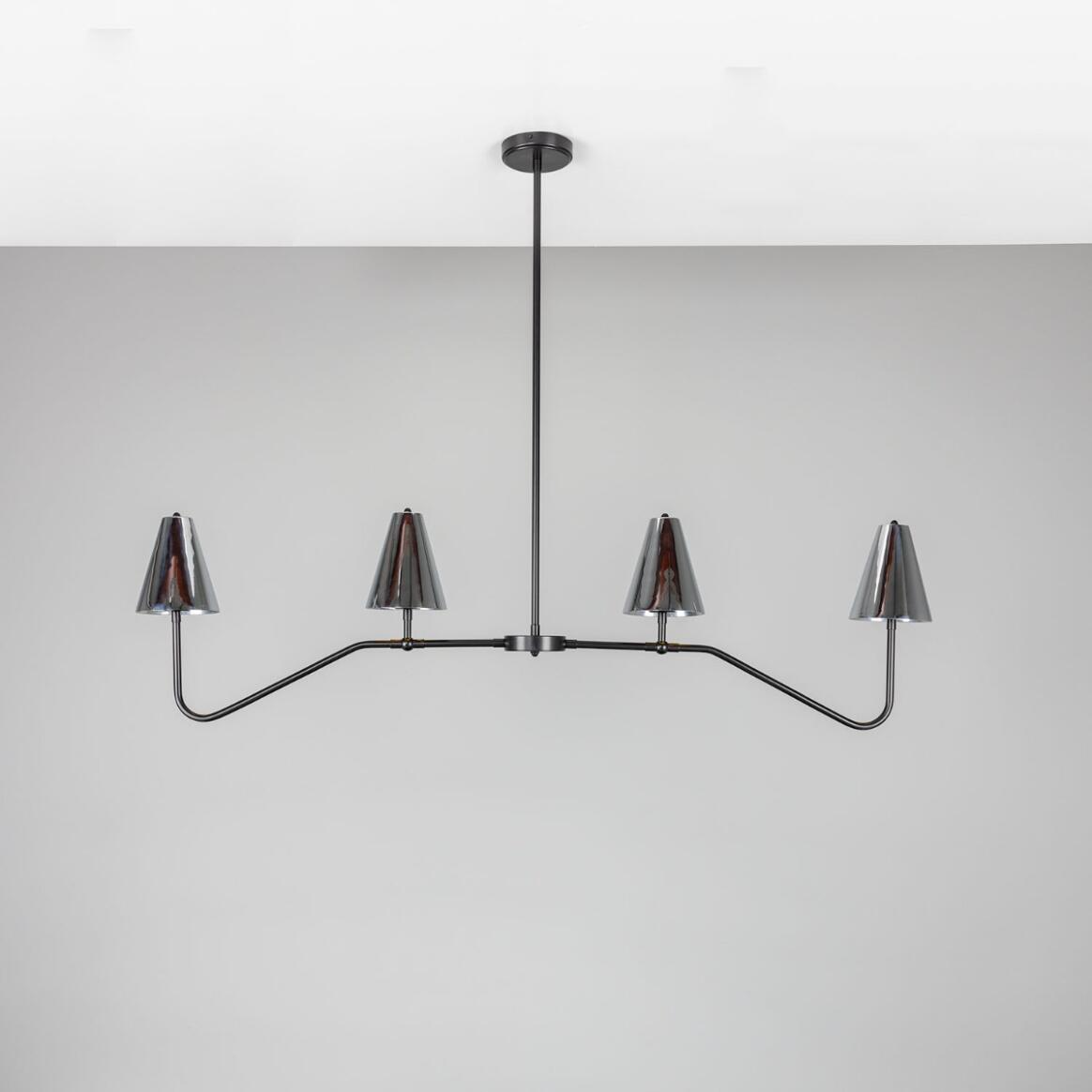 Mullan Salvador Island Bar Chandelier with Brass Shades - Antique Silver / Powder-Coated Matte Black Shades Finish