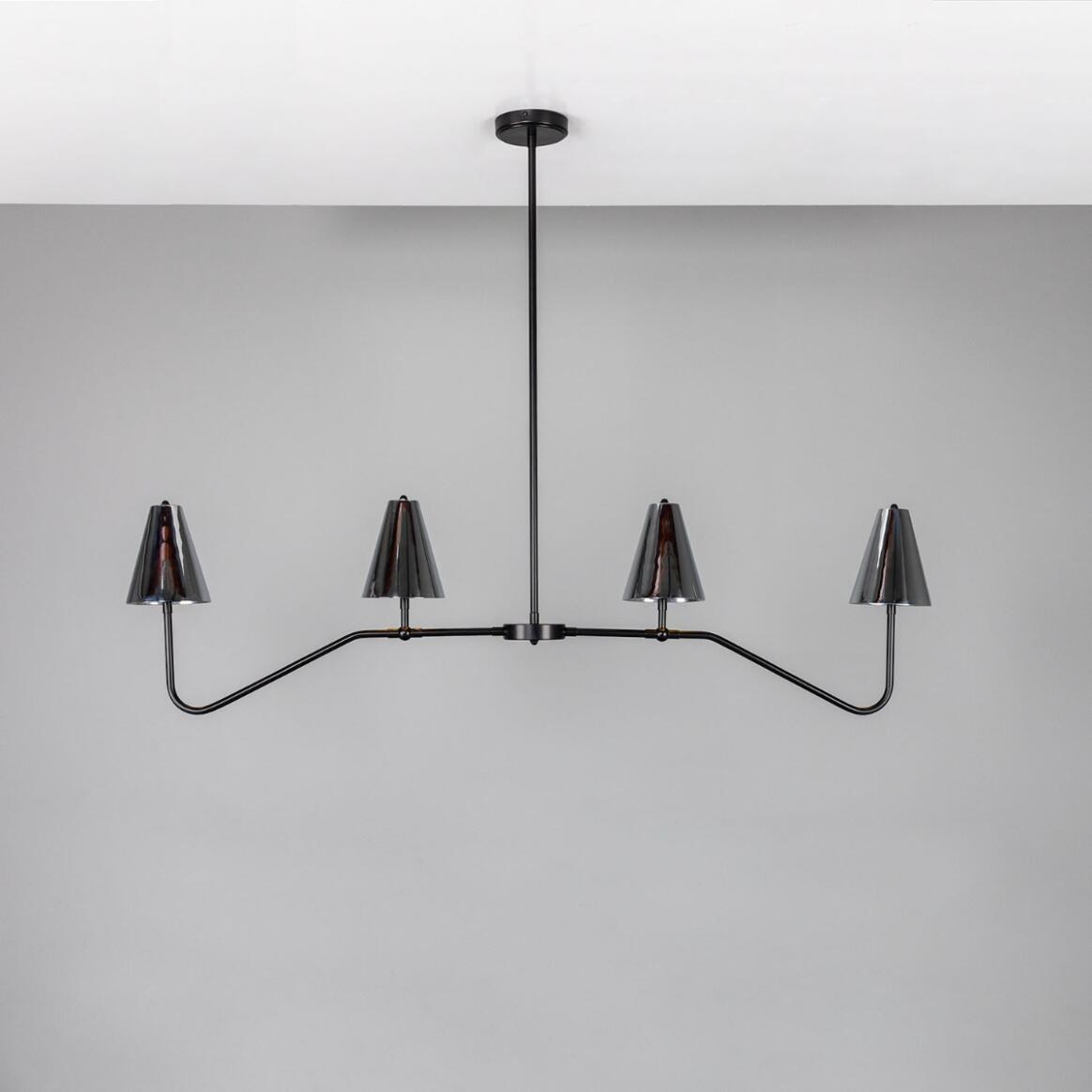 Mullan Salvador Island Bar Chandelier with Brass Shades - Antique Silver / Powder-Coated Matte Black Shades Finish