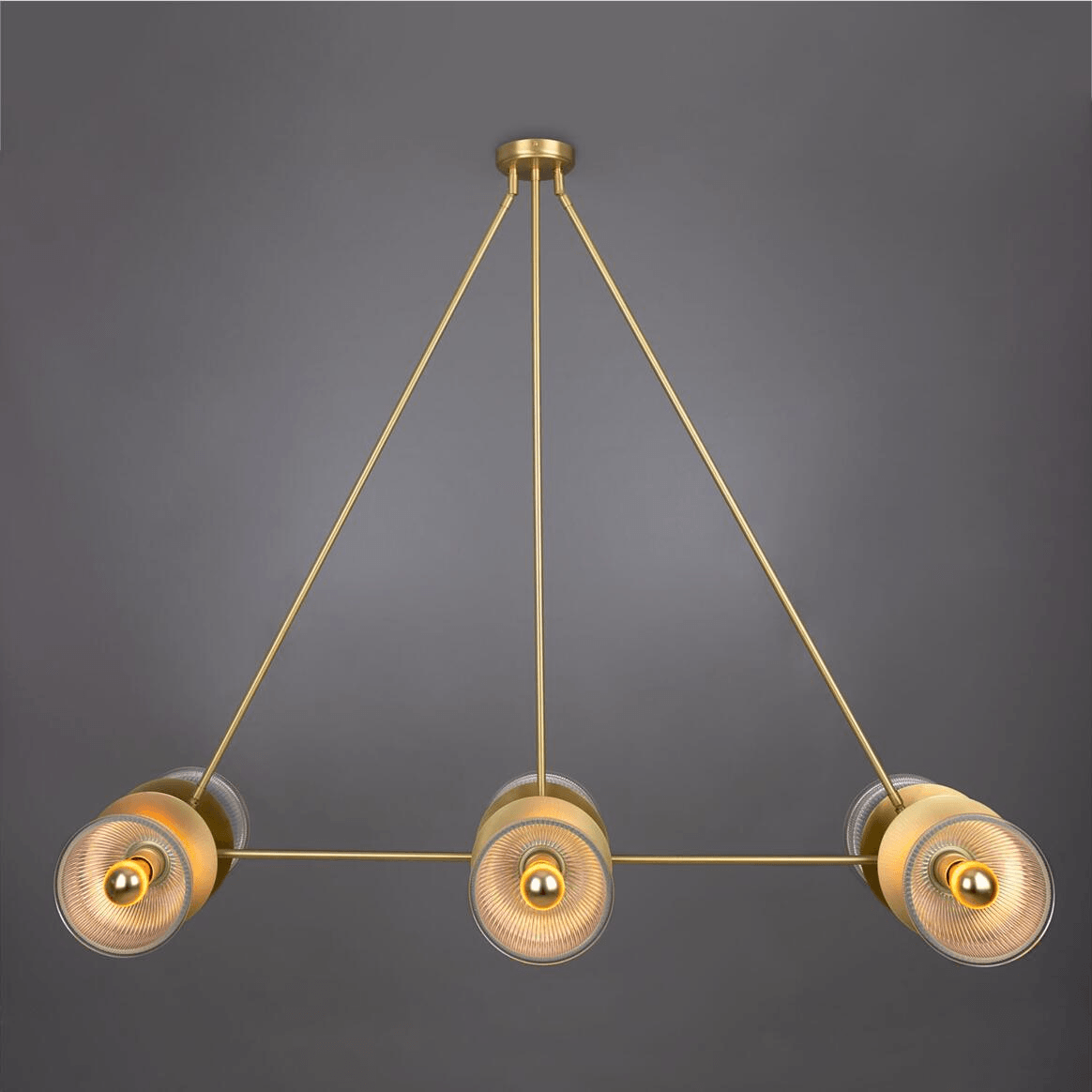 Mullan Eclipse Brass and Prismatic Glass Dish Chandelier - Satin Brass Finish