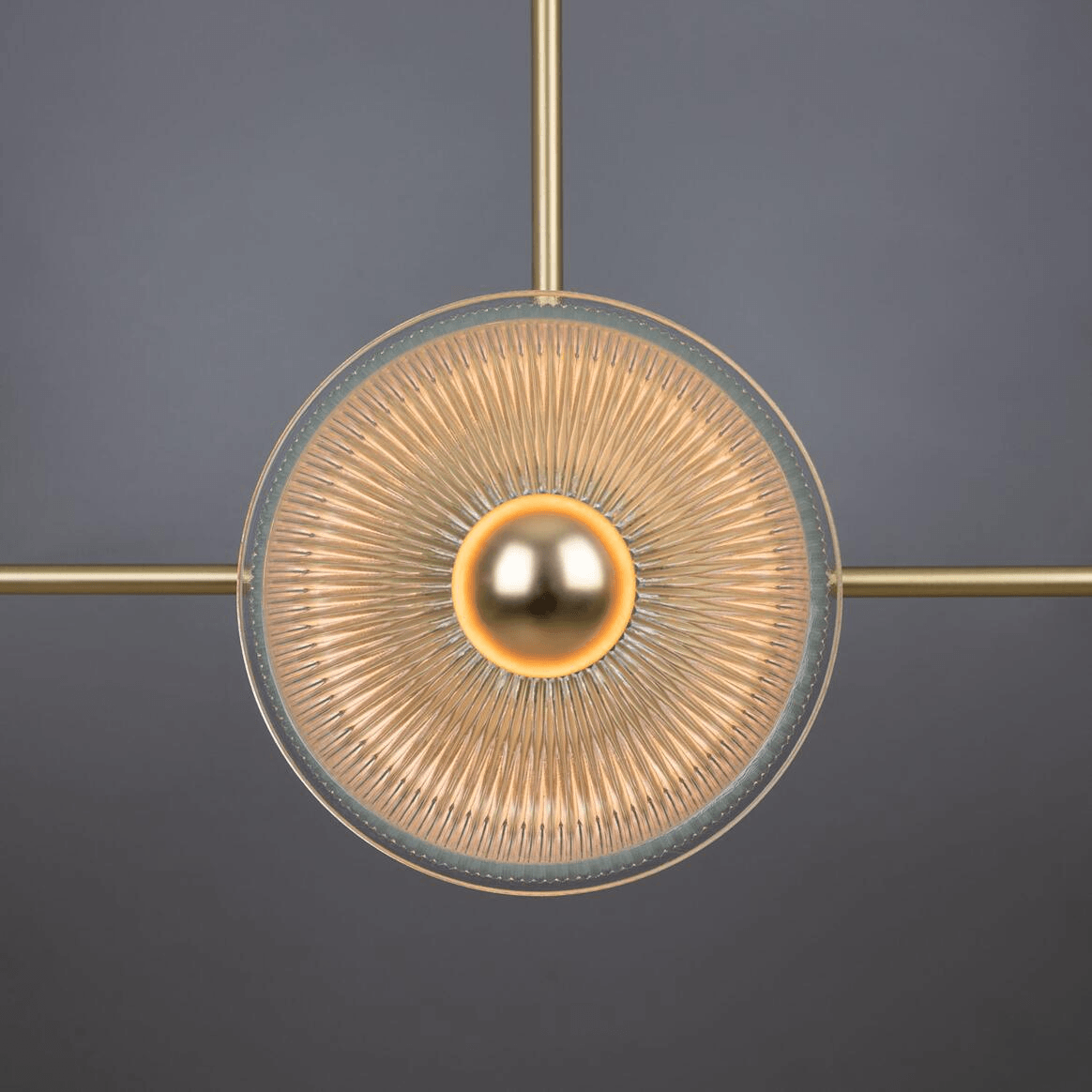 Mullan Eclipse Brass and Prismatic Glass Dish Chandelier - Satin Brass Finish
