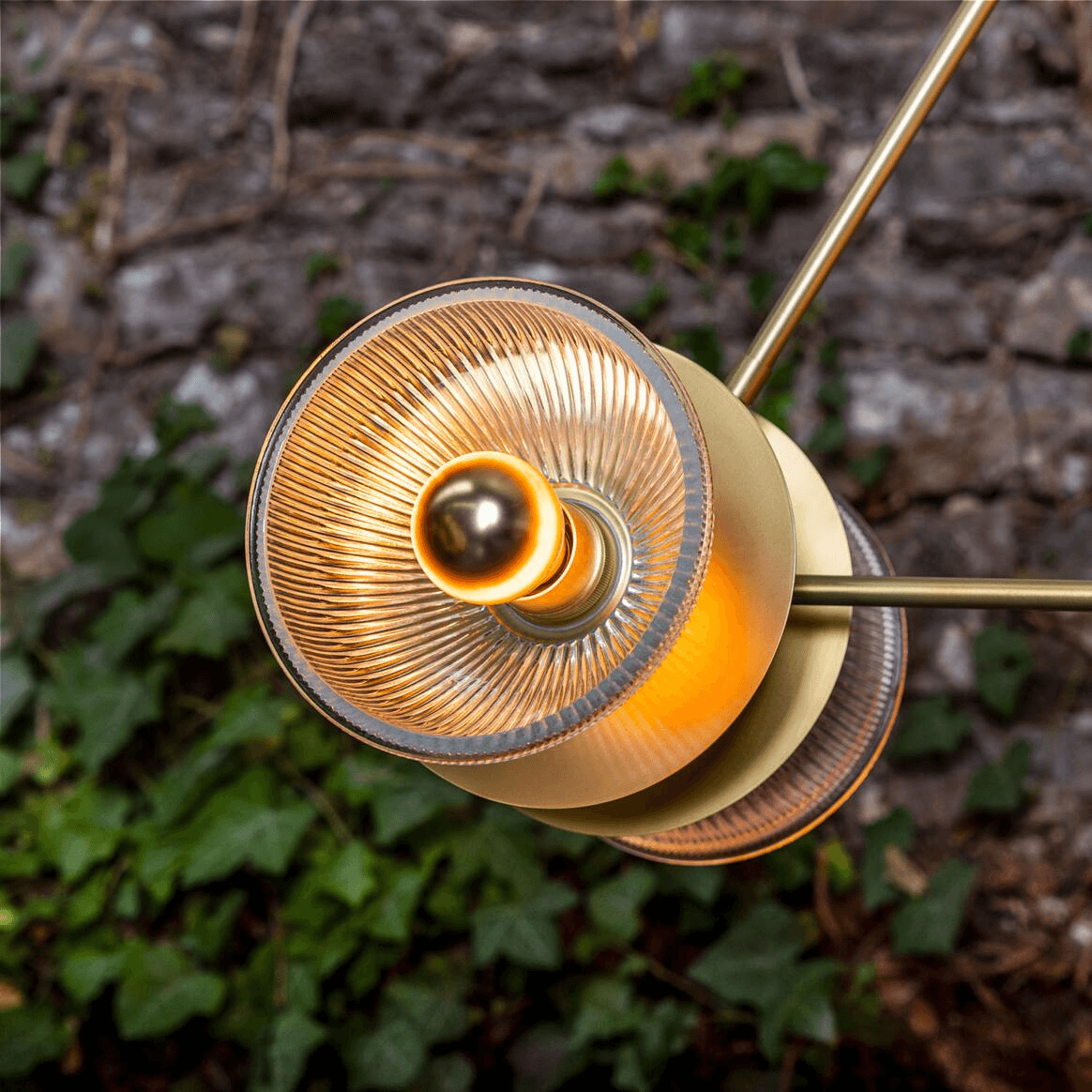 Mullan Eclipse Brass and Prismatic Glass Dish Chandelier - Satin Brass Finish