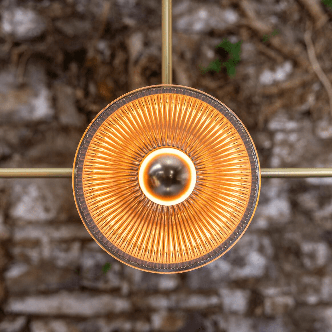 Mullan Eclipse Brass and Prismatic Glass Dish Chandelier - Satin Brass Finish