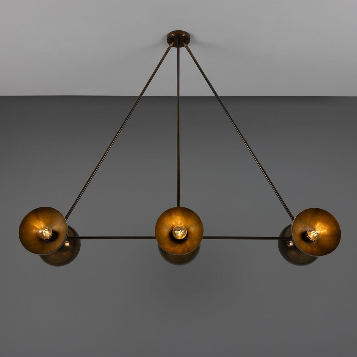 Mullan Eclipse Brass Dome Chandelier Six-Light - Antique Brass Finish