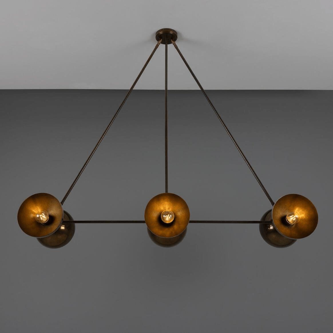 Mullan Eclipse Brass Dome Chandelier Six-Light - Antique Brass Finish