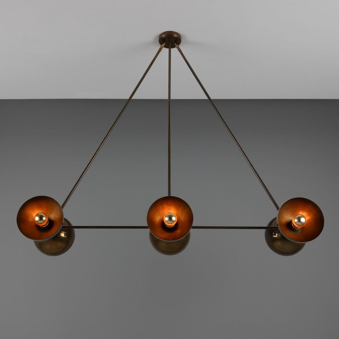 Mullan Eclipse Brass Dome Chandelier Six-Light - Antique Brass Finish