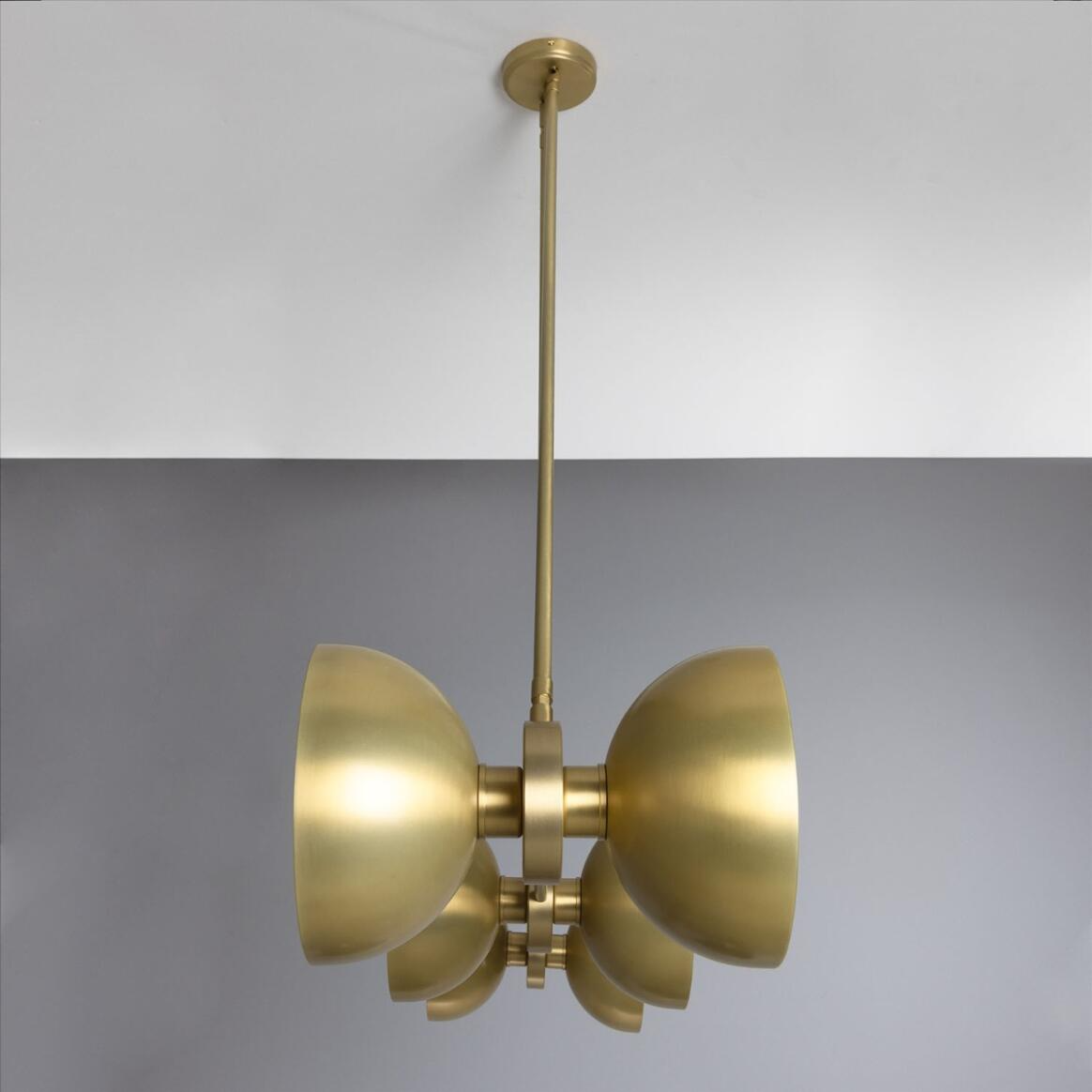 Mullan Eclipse Brass Dome Chandelier Six-Light - Satin Brass Finish
