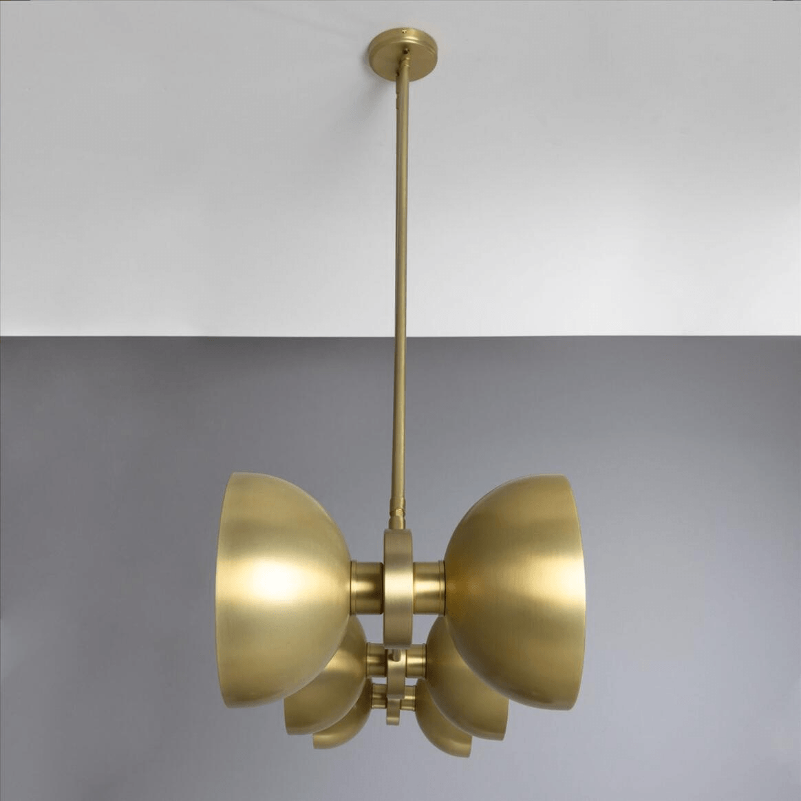 Mullan Eclipse Brass Dome Chandelier Six-Light - Satin Brass Finish