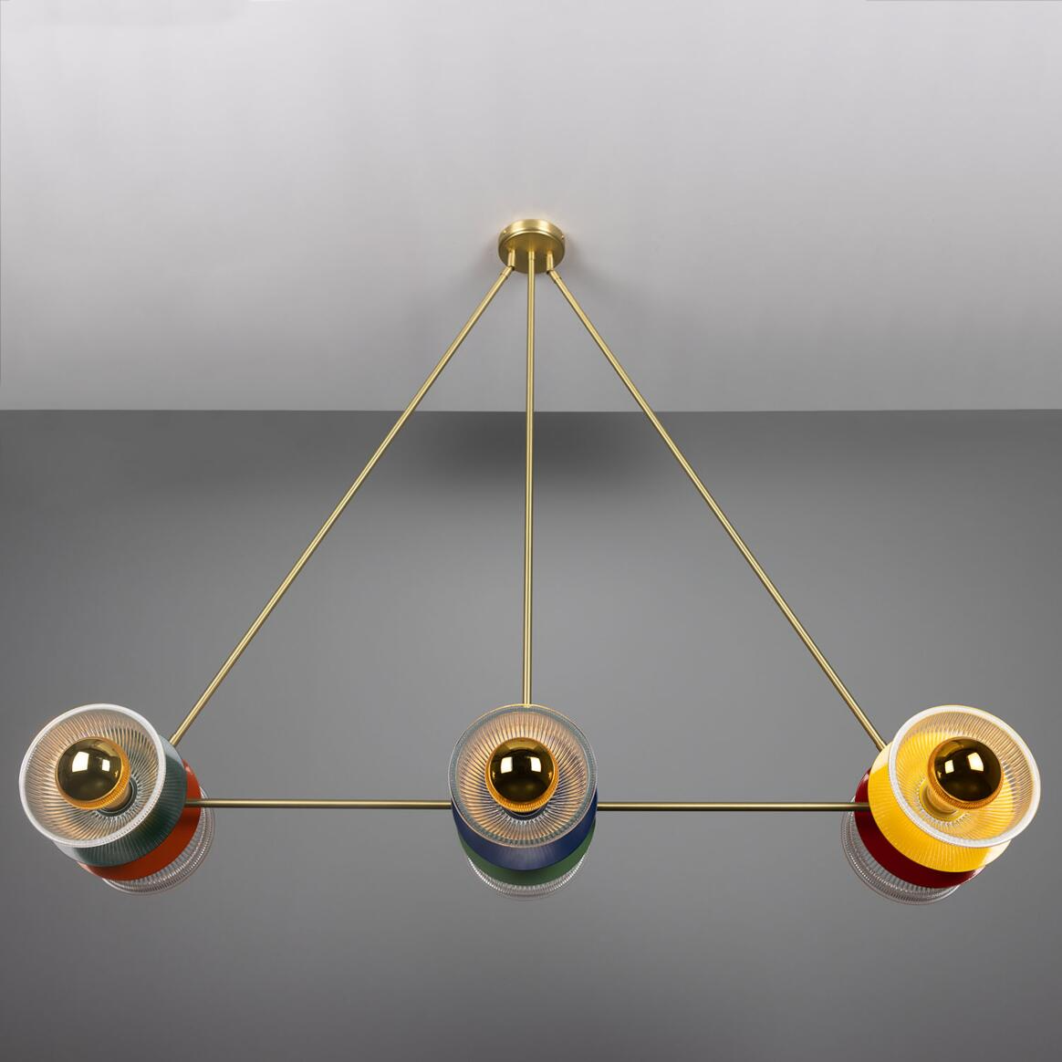 Mullan Eclipse Multicoloured Prismatic Glass Dish Chandelier - Satin Brass Finish