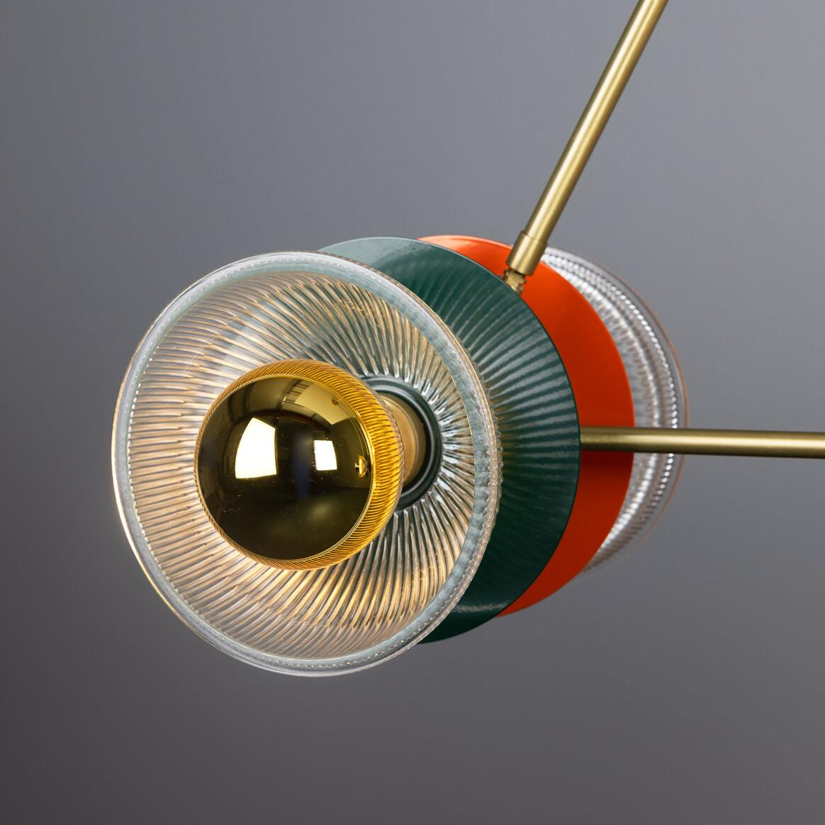 Mullan Eclipse Multicoloured Prismatic Glass Dish Chandelier - Satin Brass Finish