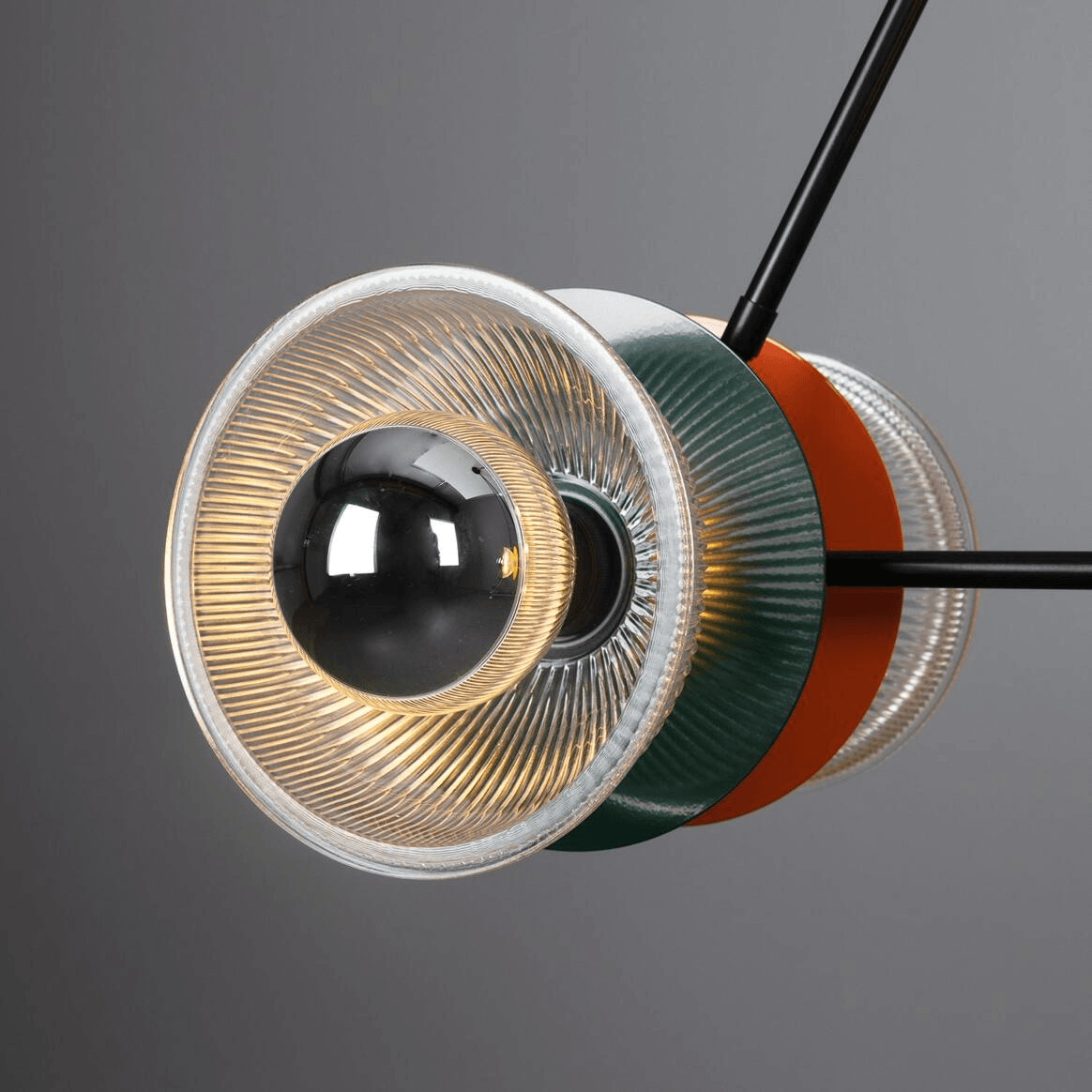 Mullan Eclipse Multicoloured Prismatic Glass Dish Chandelier - Powder-Coated Matte Black Finish