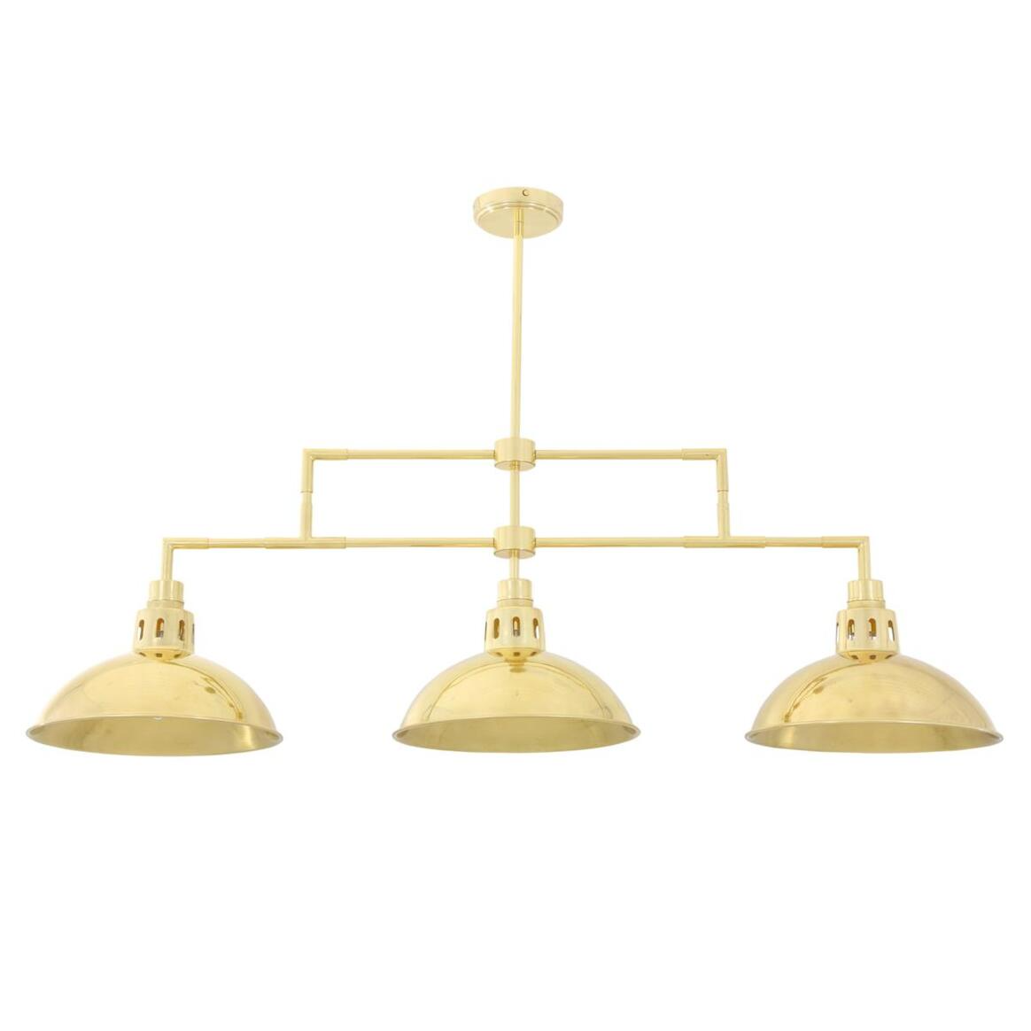 Mullan Georgia Vintage Brass Bar Pendant Three Light - Polished Brass Finish