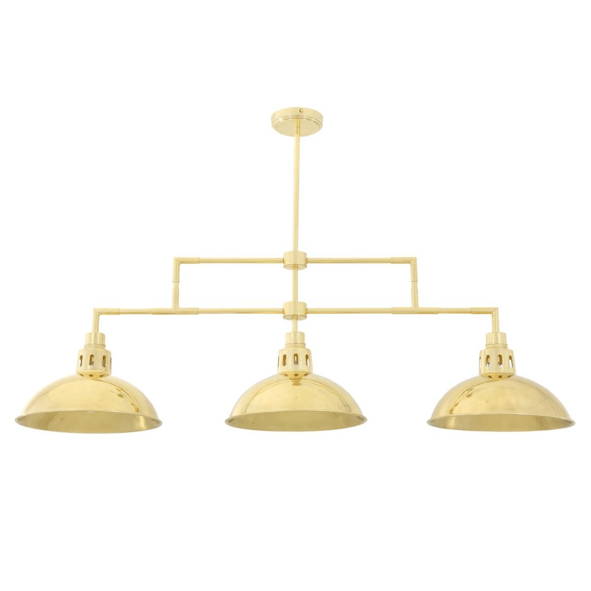 Mullan Georgia Vintage Brass Bar Pendant Three Light - Polished Brass Finish