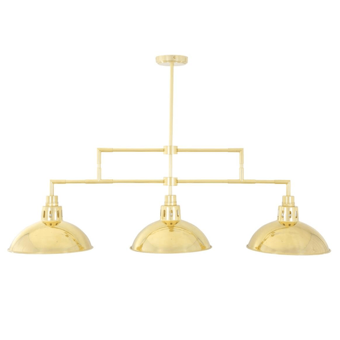 Mullan Georgia Vintage Brass Bar Pendant Three Light - Polished Brass Finish