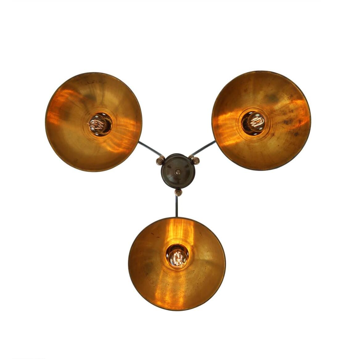Mullan Goiania Industrial Brass Chandelier Three-Arm - Antique Brass Finish