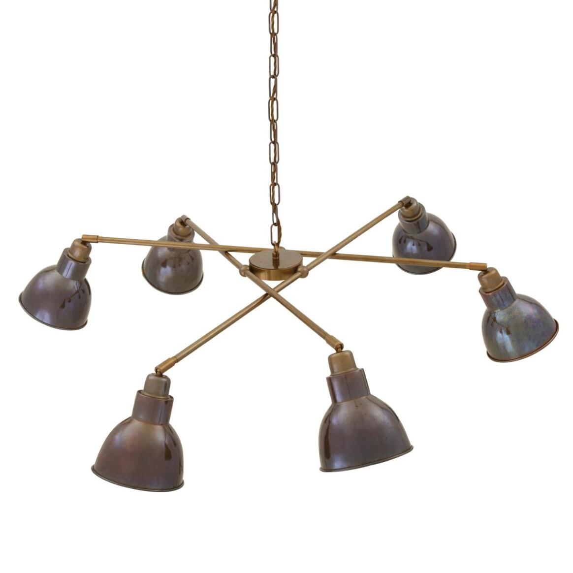 Mullan Bridgetown Six-Arm Vintage Chandelier - Antique Brass Finish