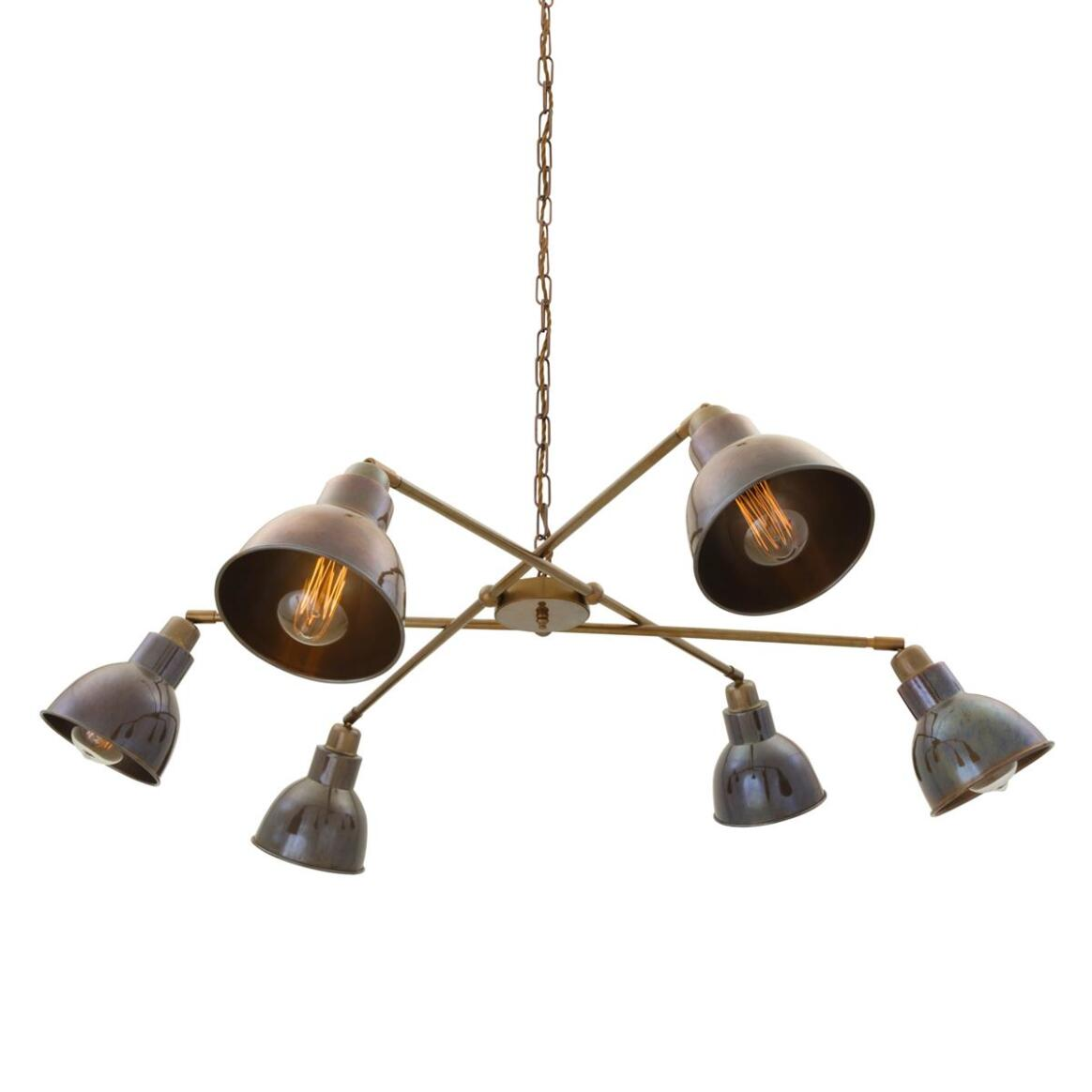Mullan Bridgetown Six-Arm Vintage Chandelier - Antique Brass Finish
