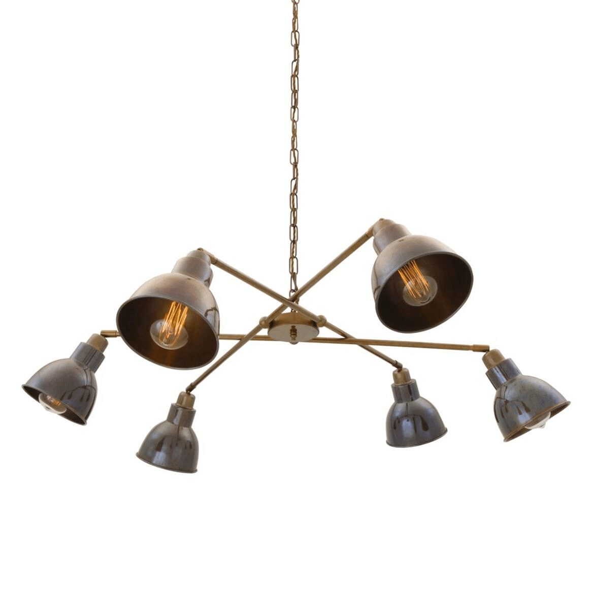 Mullan Bridgetown Six-Arm Vintage Chandelier - Antique Brass Finish