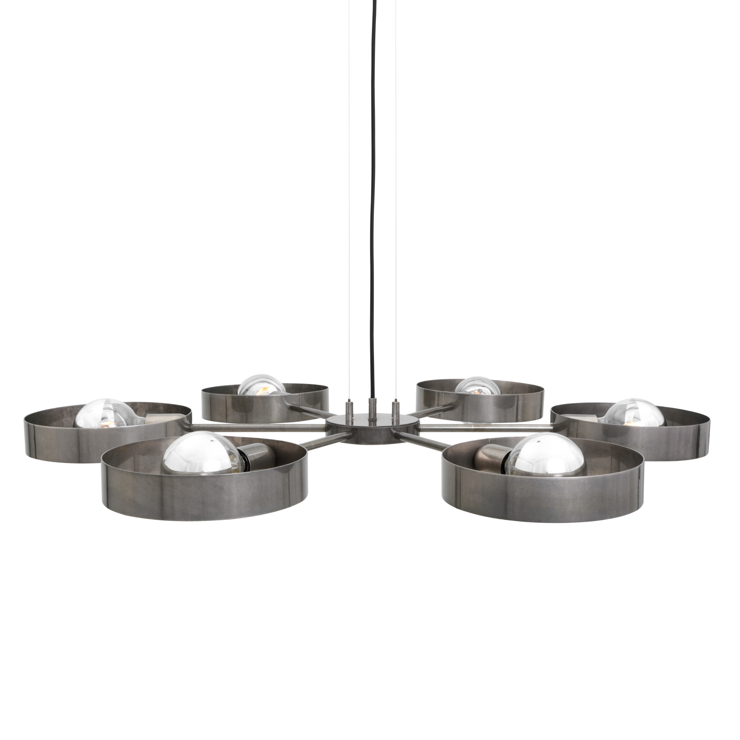 Mullan Fossa Modern Industrial Chandelier Six-Arm - Antique Silver Finish