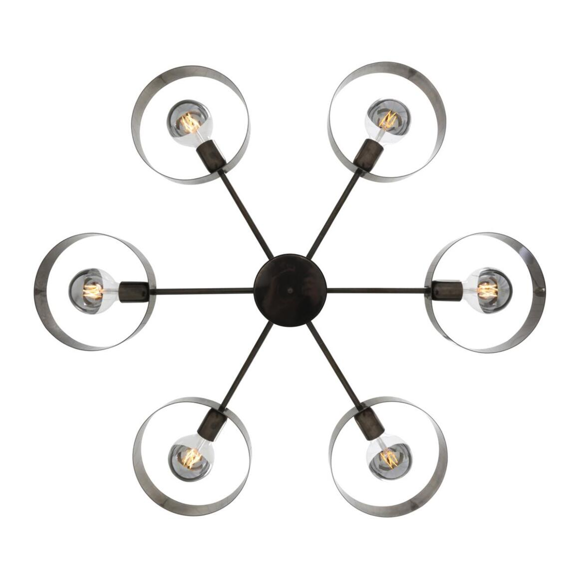 Mullan Fossa Modern Industrial Chandelier Six-Arm - Antique Silver Finish
