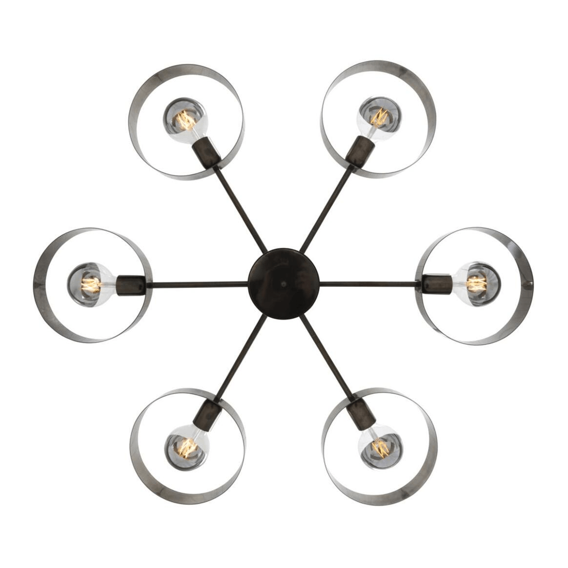 Mullan Fossa Modern Industrial Chandelier Six-Arm - Antique Silver Finish