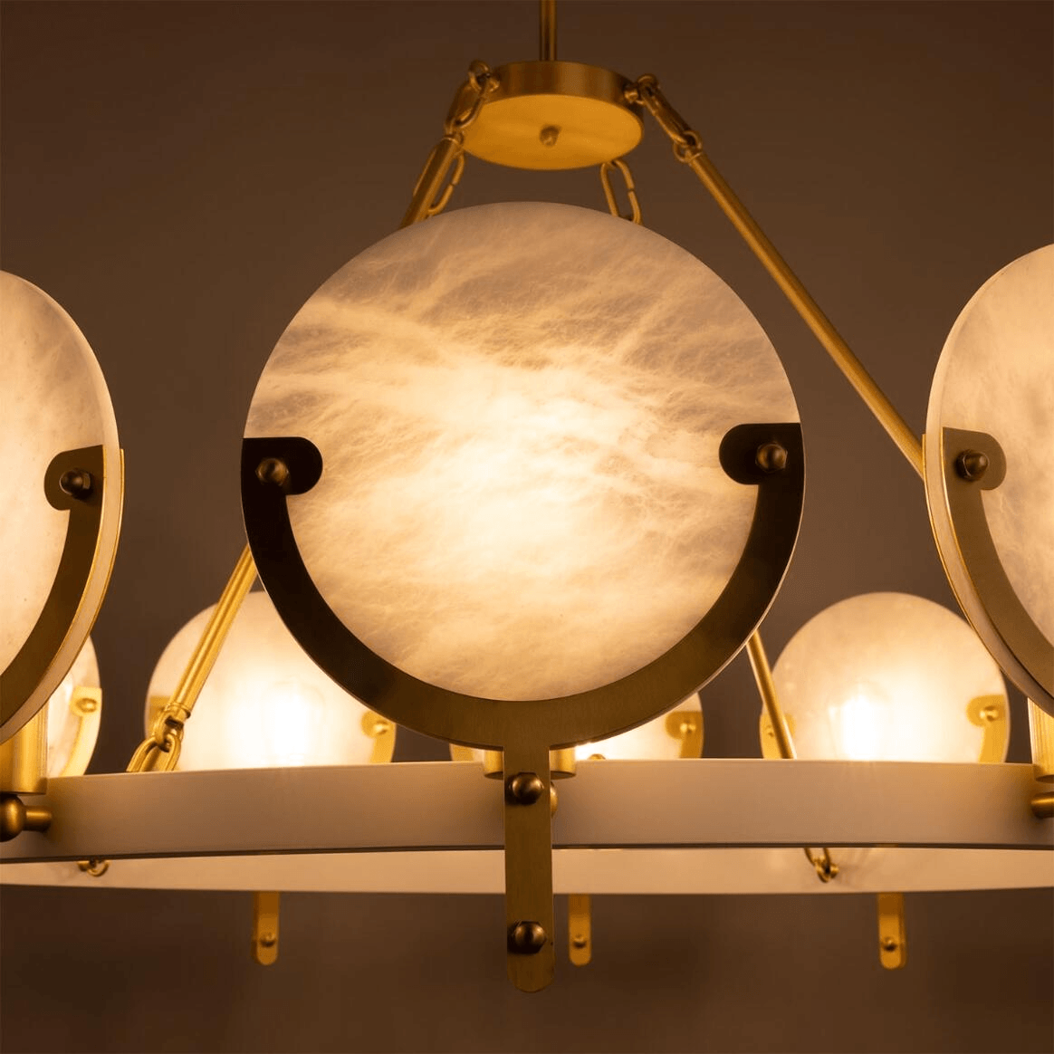 Mullan Edinburgh Alabaster and Brass Chandelier 12-Light - Powder-Coated White Finish