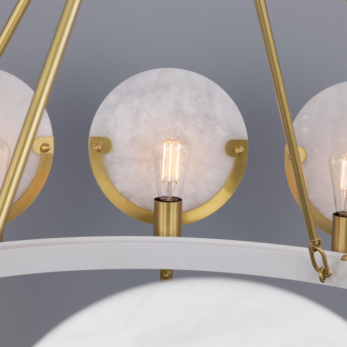 Mullan Edinburgh Alabaster and Brass Chandelier 12-Light - Powder-Coated White Finish