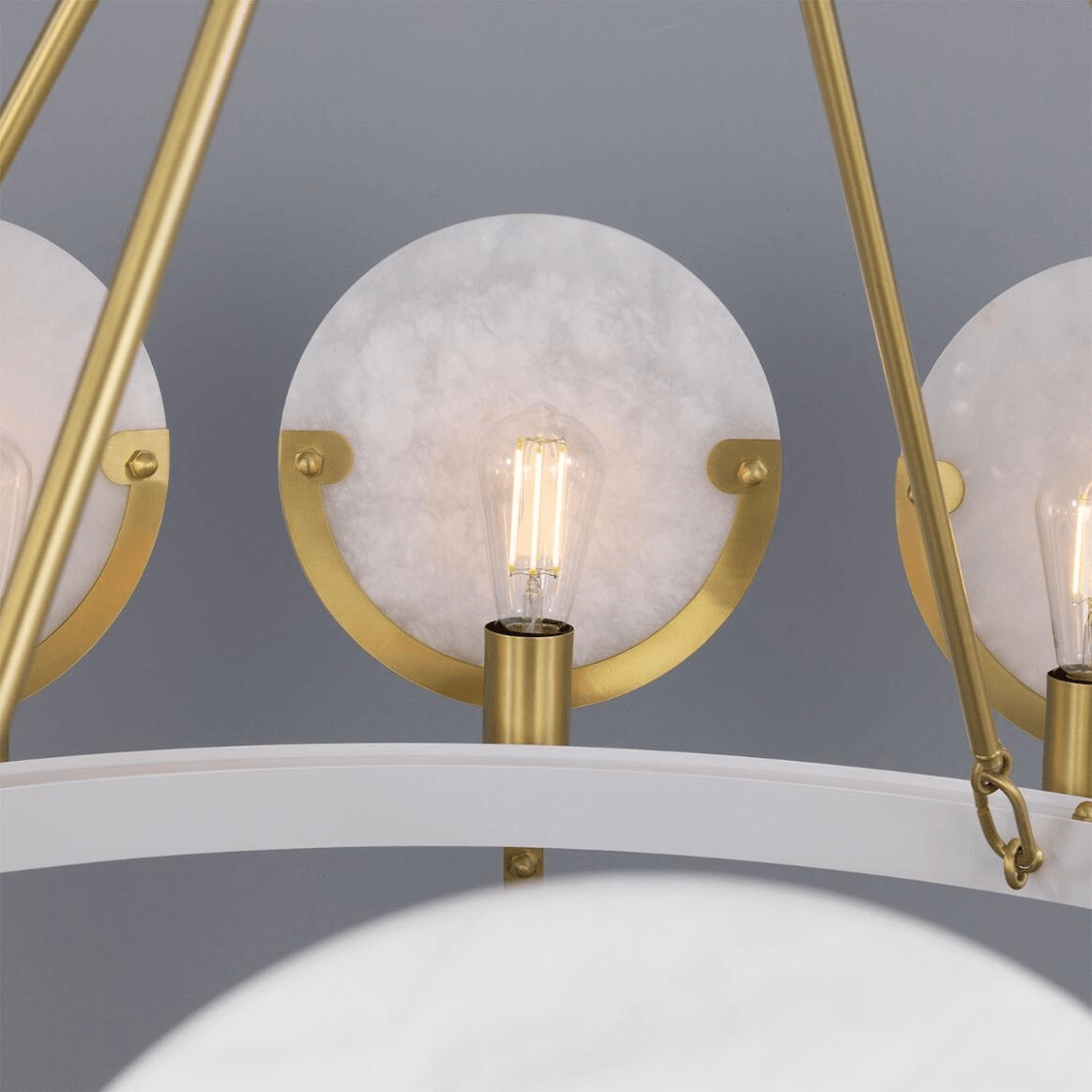 Mullan Edinburgh Alabaster and Brass Chandelier 12-Light - Powder-Coated White Finish