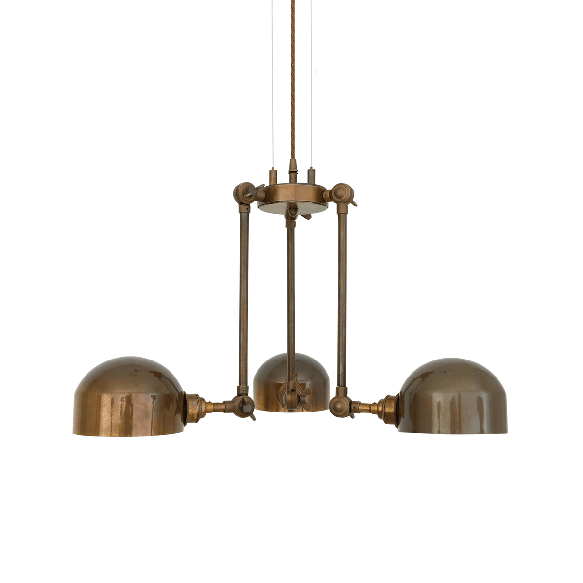 Mullan Neiva Vintage Adjustable Chandelier Three-Arm - Antique Brass Finish