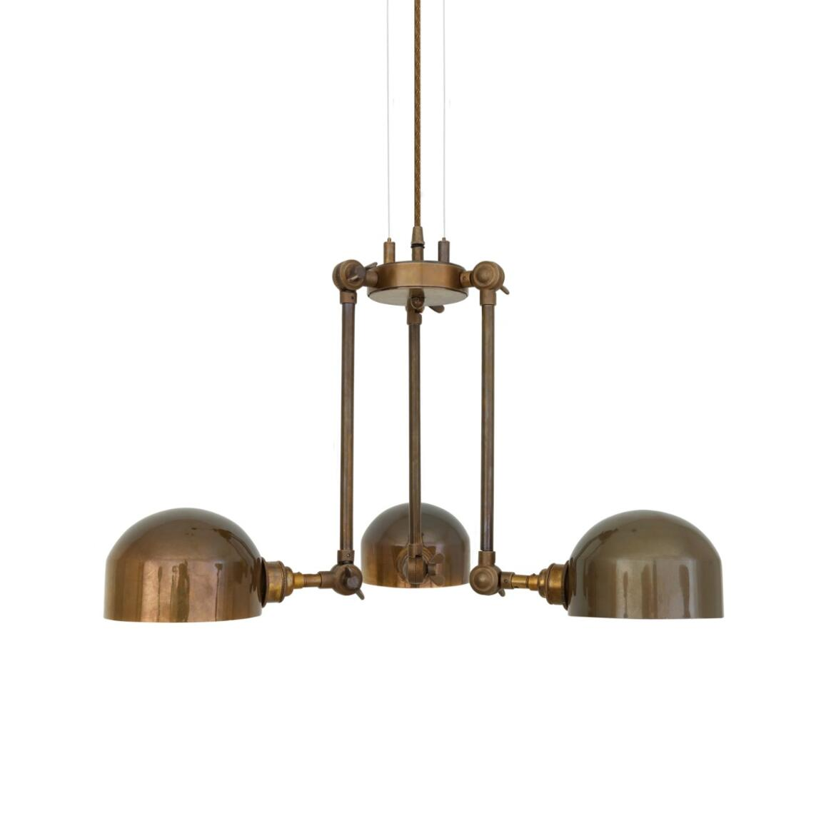 Mullan Neiva Vintage Adjustable Chandelier Three-Arm - Antique Brass Finish