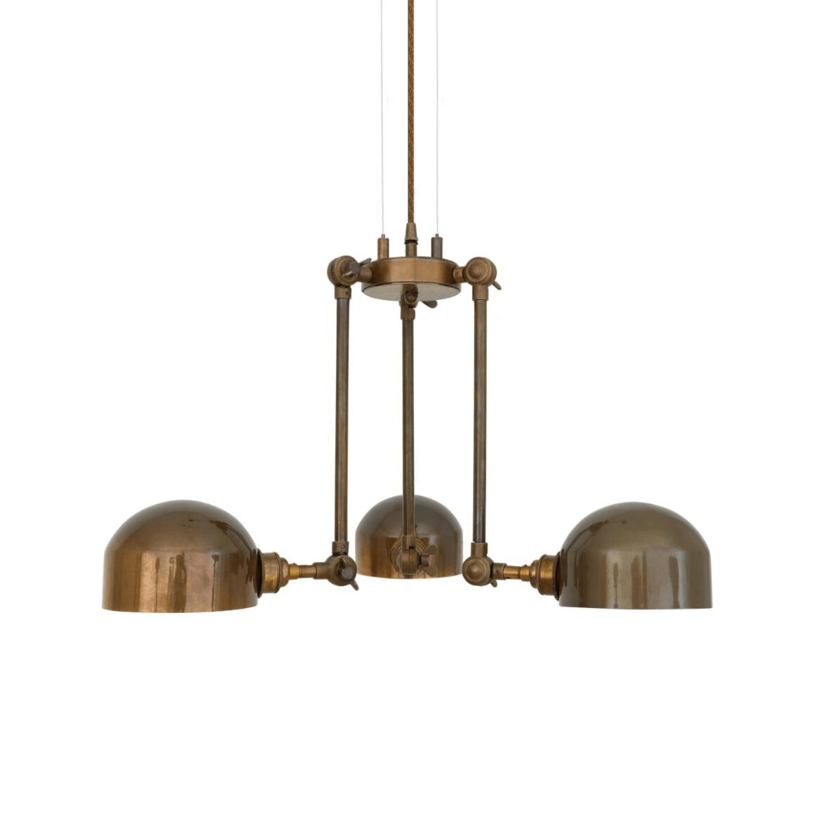 Mullan Neiva Vintage Adjustable Chandelier Three-Arm - Antique Brass Finish