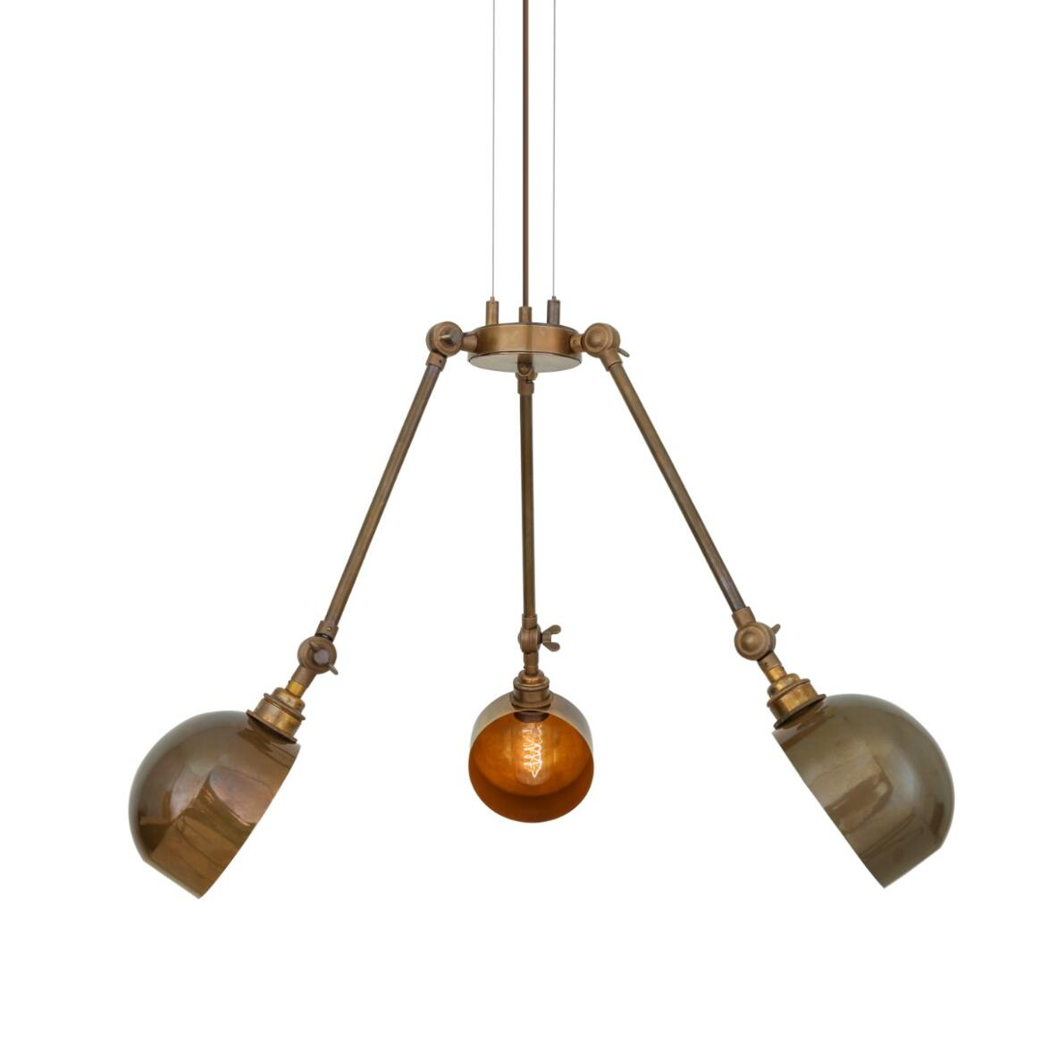 Mullan Neiva Vintage Adjustable Chandelier Three-Arm - Antique Brass Finish